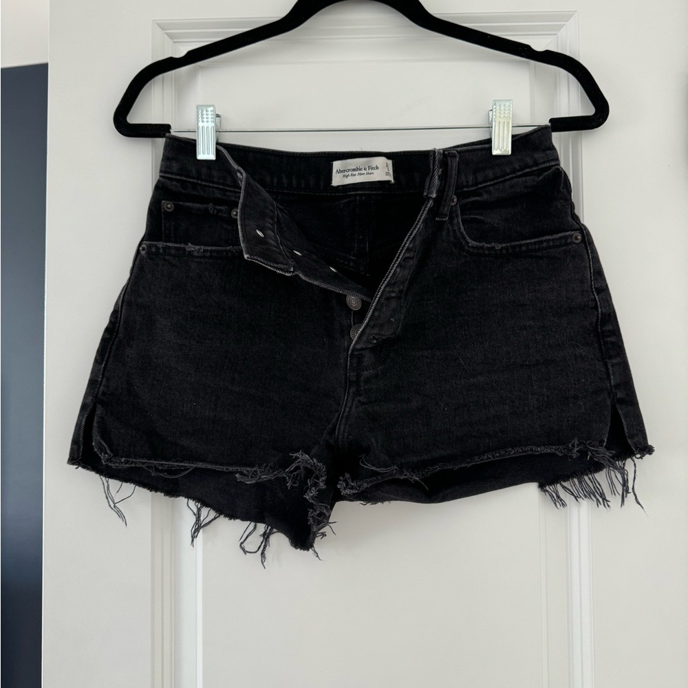 Abercrombie & Fitch High Rise Mom Black Jean Shorts